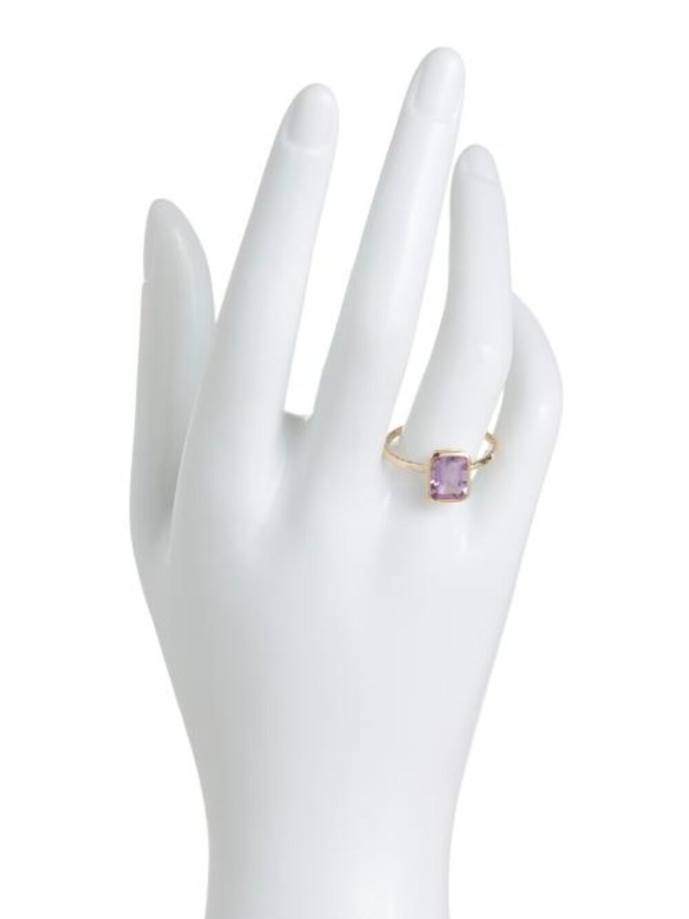 YUGSHA Made In India 14kt Gold Plated Brazilian Amethyst Bezel Ring - Picture 2 of 3